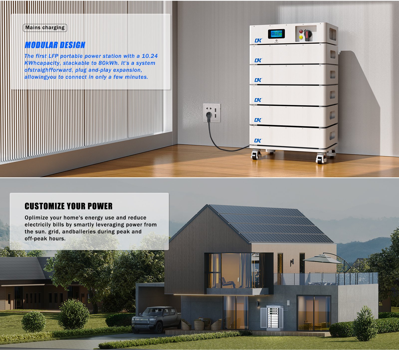 High Voltage Solar Energy Storage System 102.4V 100Ah Stackable All In ...