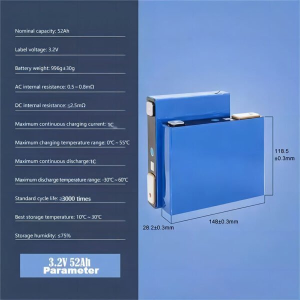 Gotion 52A Lifepo4 Prismatic Lithium Battery Cell - Image 4
